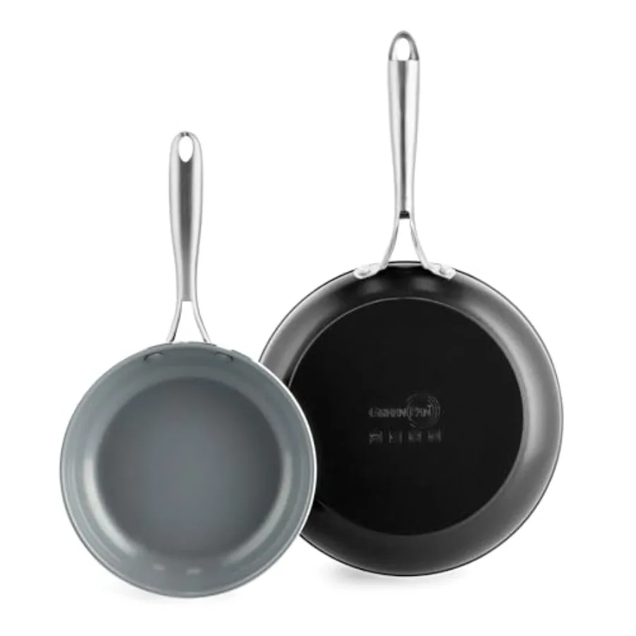 

Набор керамических антипригарных сковородок Swift Healthy 8 и 10 дюймов с ручками из нержавеющей стали, без ПФАС, для мытья в посудомоечной машине и использования в духовке
