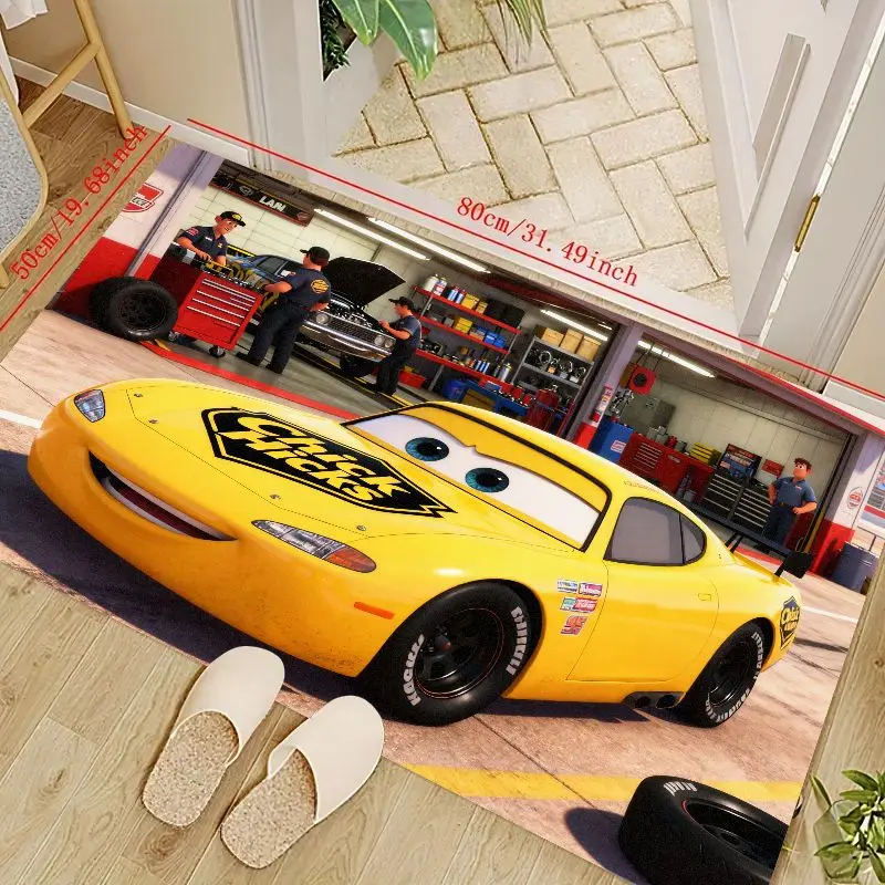 

1 шт. мультяшный желтый гоночный автомобиль, гаражная сцена, напольный коврик, игровой коврик для детской комнаты, нескользящий мягкий коврик для гостиной, спальни, дома De