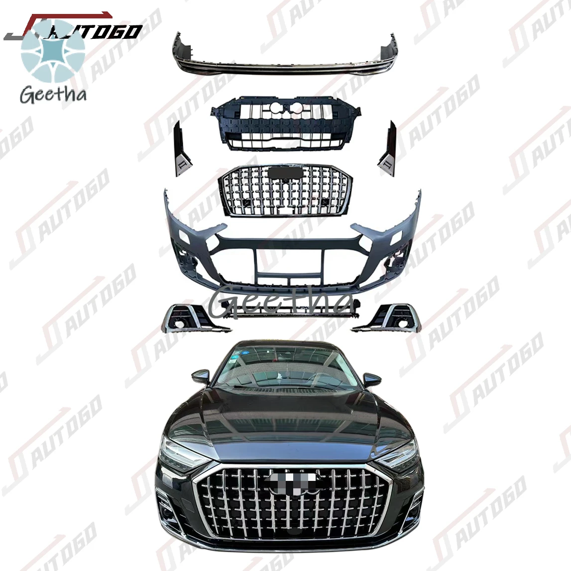 

Body Kit for for Audi A8 18-22 Upgrade to 2023 D5PA Horch Front Bumper Grille C-pillar Trim Rear Diffuser Taillight Optional