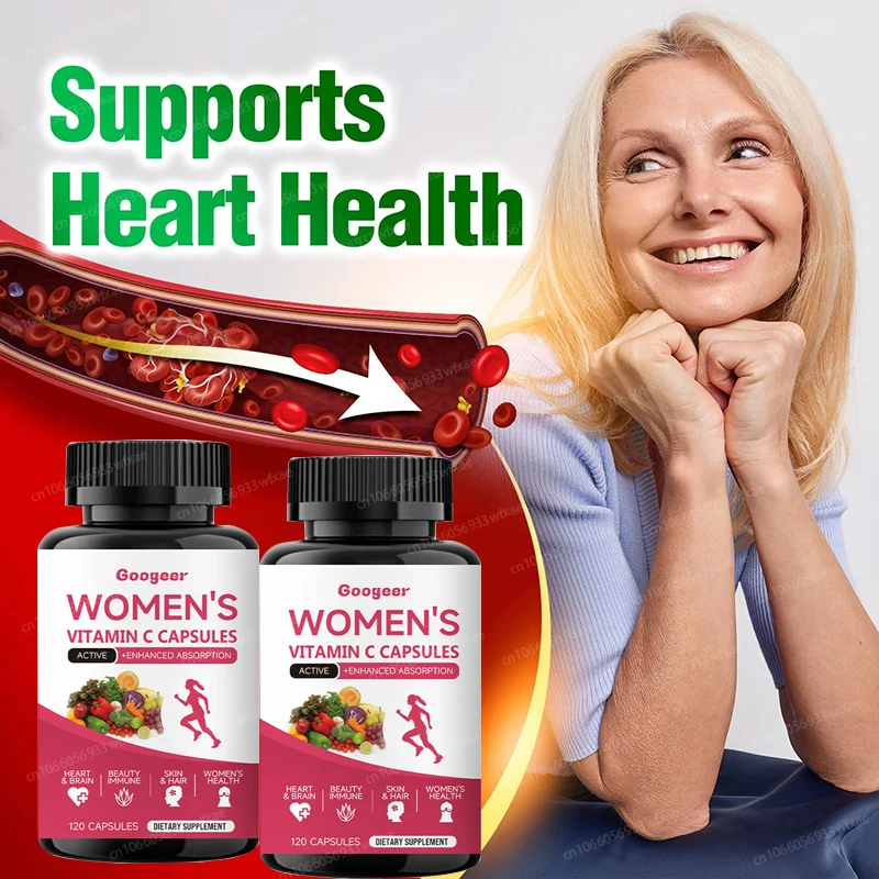 

Women's Vitamin C Capsules Support Brain Heart Joint Bone Skin Hair Nails Immunity Energy Bition Supplement