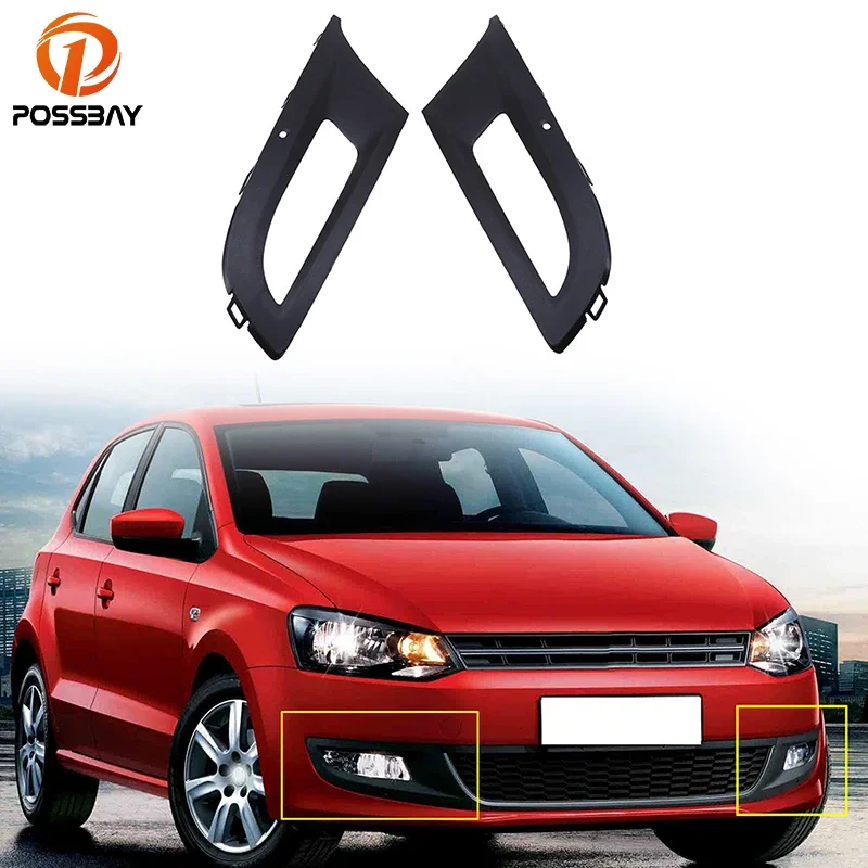 POSSBAY Front Bumper Lower Grill for VW POLO Typ 6R Hatchback 2010 2011 2012 2013 2014 Pre-facelift Car Fog Light Cover Grilles