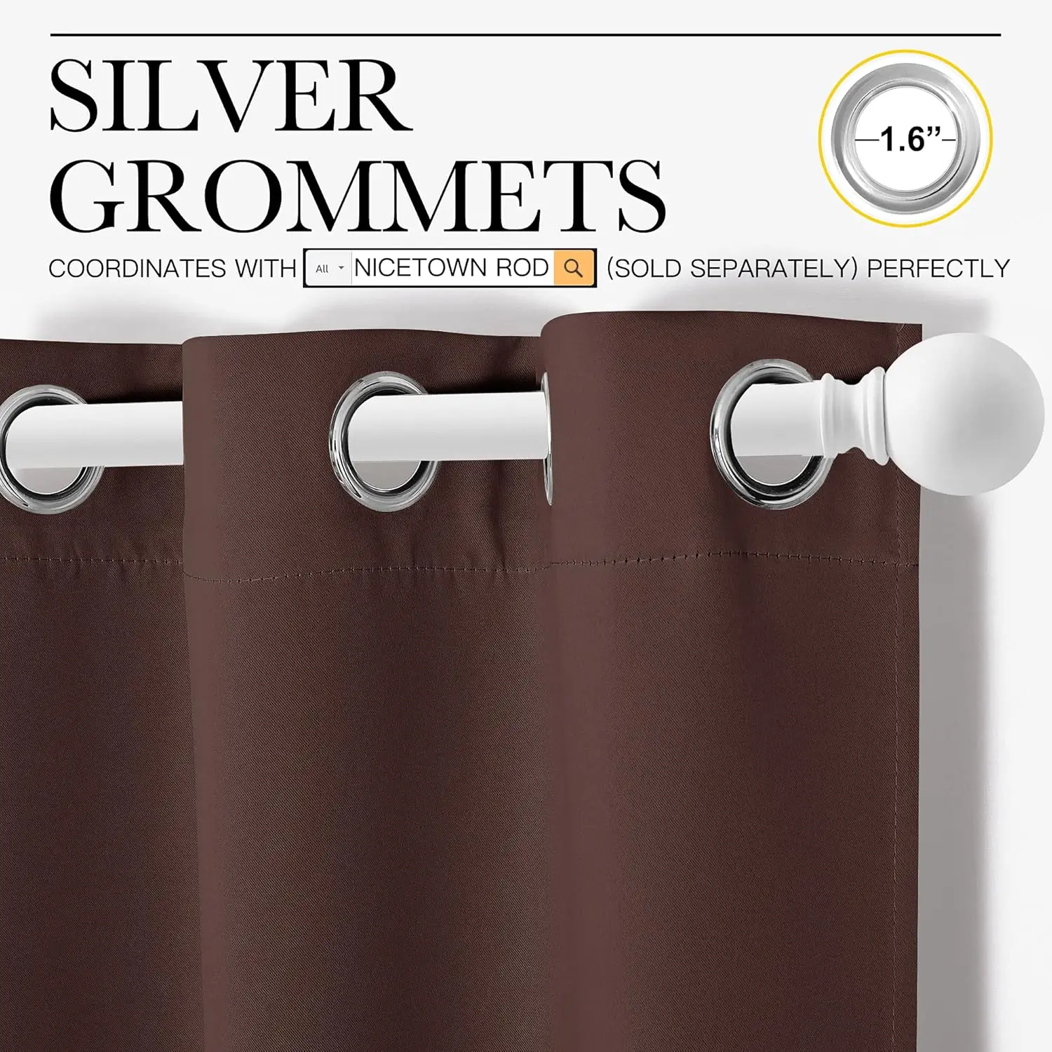 เนอสเซอรี่ Essential ฉนวนความร้อน Solid Grommet ผ้าม่านบังแดดด้านบน, ตกแต่งบ้านความเป็นส่วนตัวผ้าม่านสําหรับห้องนอน