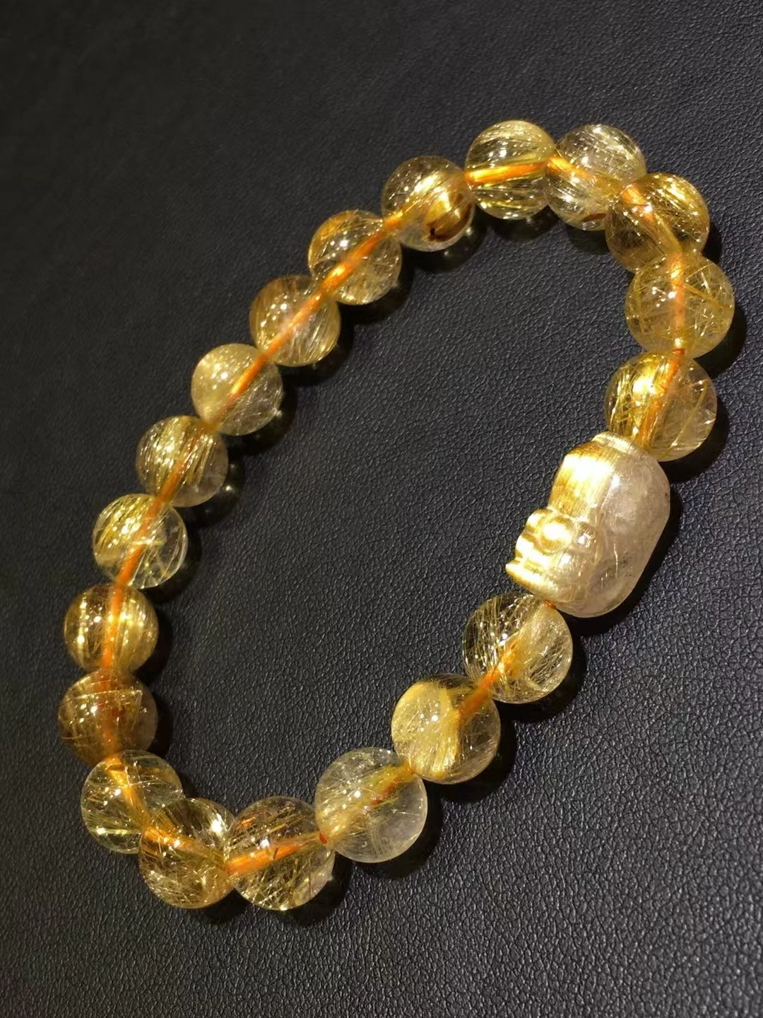 

Natural Gold Rutilated Quartz Clear beads Bracelet Pi Xiu Wealthy 9mm Woman Men Clear Round Beads Jewelry Brazil AAAAAAA