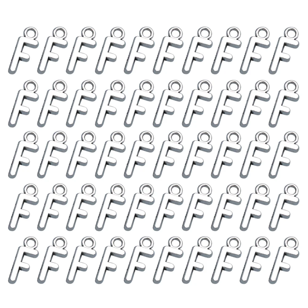 

50 Pcs Jewelry F Charms Bracelet Letter Beads Keychains Making Accessories