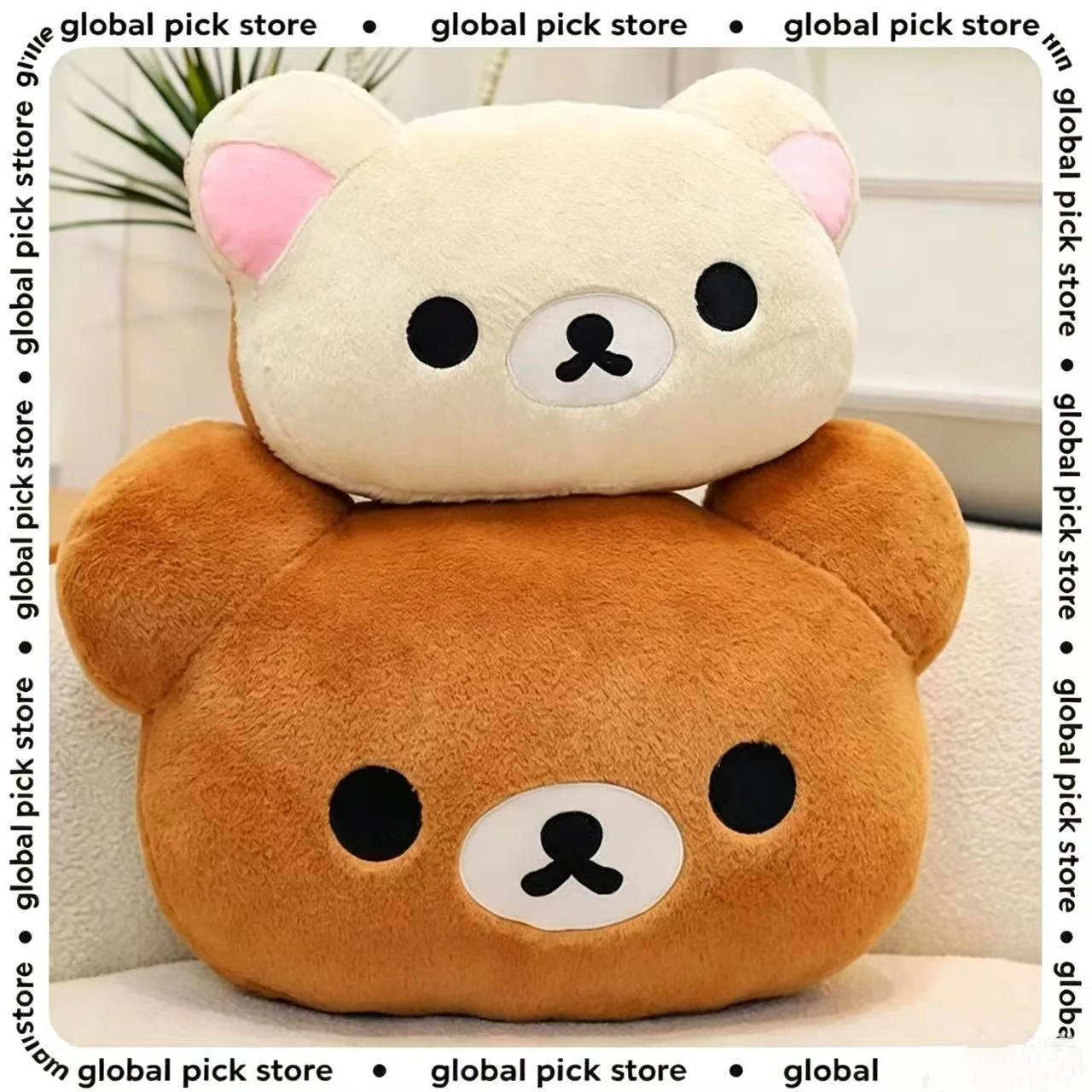 

Cute Rilakkuma Big Head Plush Pillow Large Size Soft Stuffed Toy Cushion Bedroom Sofa Decor Unisex Birthday Gift For Adult