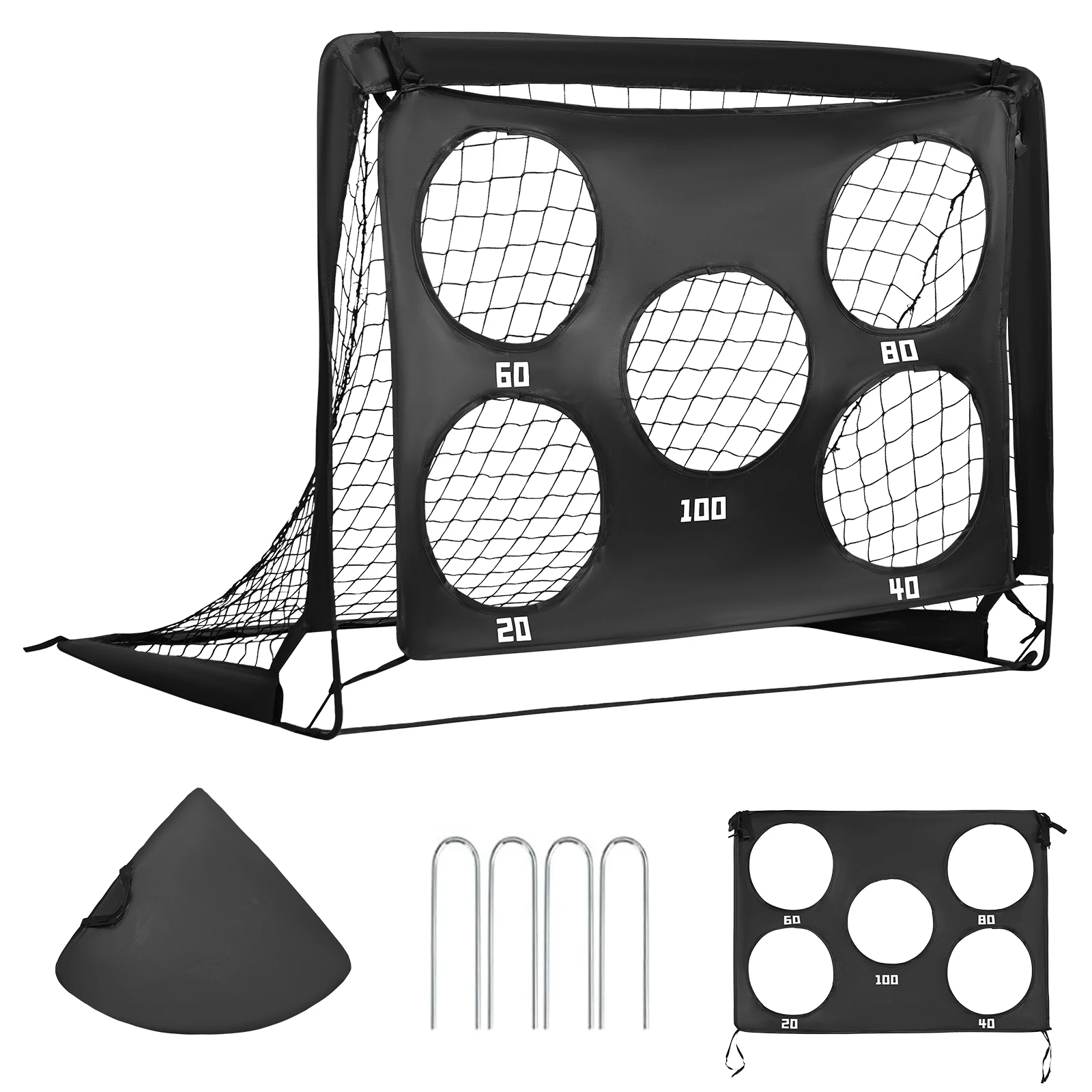 Portería de fútbol plegable, portería de fútbol de nailon, red de objetivo de fútbol para niños y adultos, para patio de juegos, patio trasero, adiestramiento en interiores y exteriores