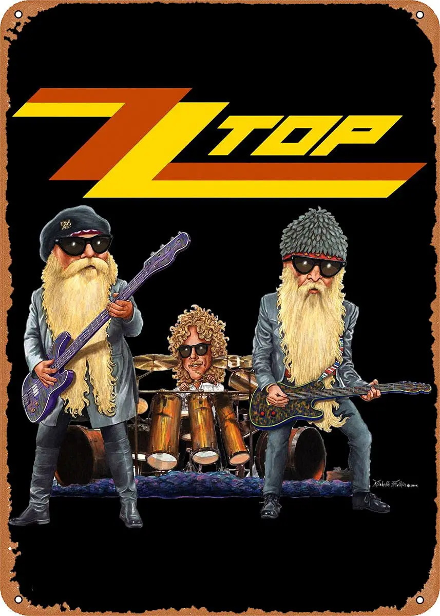 8 x 12 Metal Sign - ZZ Top Rock Band Poster - Retro Tin Art Decor Wall Decor sign