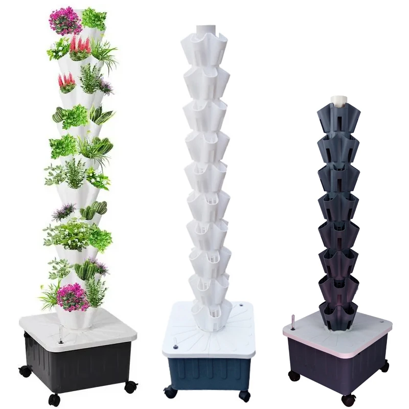 DIY Home Garden Vertical Rainfall Tower Planter Detachable Petal Shaped Deluge Planting Column Balcony Hydroponic Growing System