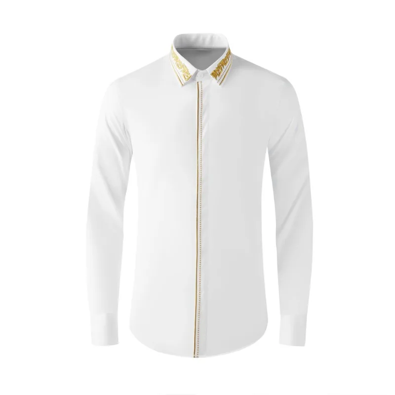 Top seller: Men's slim shirt with embossed embroidery, China-Chic cotton textile feature comfortable top, men's wear