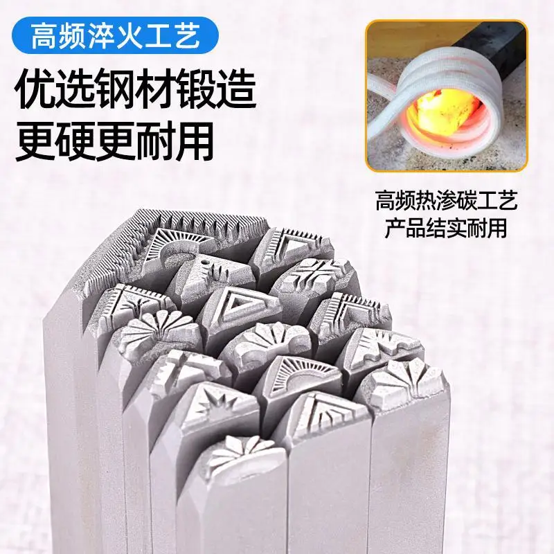 Triangular Auspicious Sayings Jewellery Steel Stamp Gold and Silver Bracelet Pattern Engraving Mould Gold-Making Tool