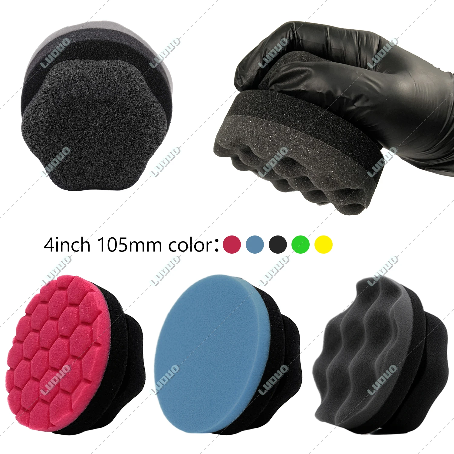 4' 105mm Car Wax Polishing Sponge Pad Tire Shine Applicator Auto Detailing Waxing Accessory Headlight Restoration Refurbishment