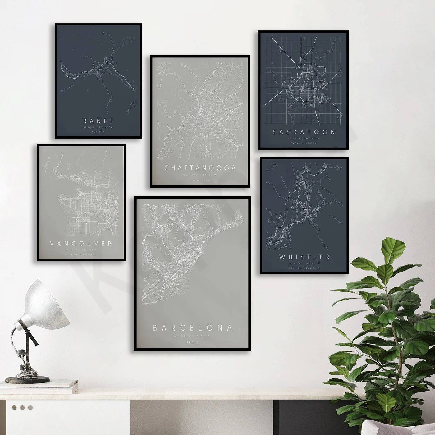 Barcelona Ottawa Vancouver Raleigh North Banff Savannah St.Louis Memphis Nashville Richmond Whistler. Cities Street Map Poster