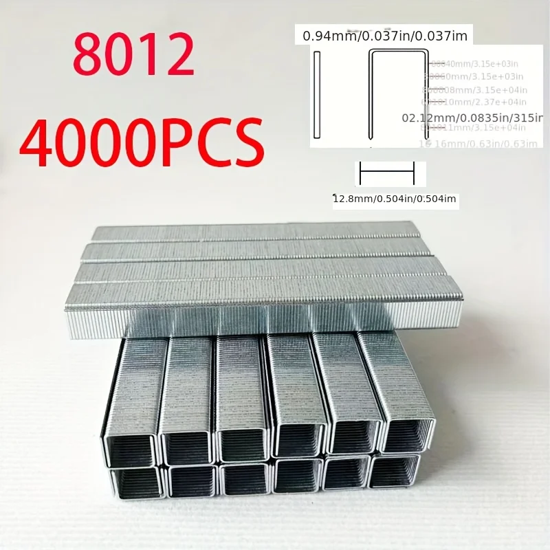 4000 pcs 8012 Premium Thickened Staples, Compatible with 80 Series Pneumatic Staplers. U-Type Nails for Furniture and Sofas.