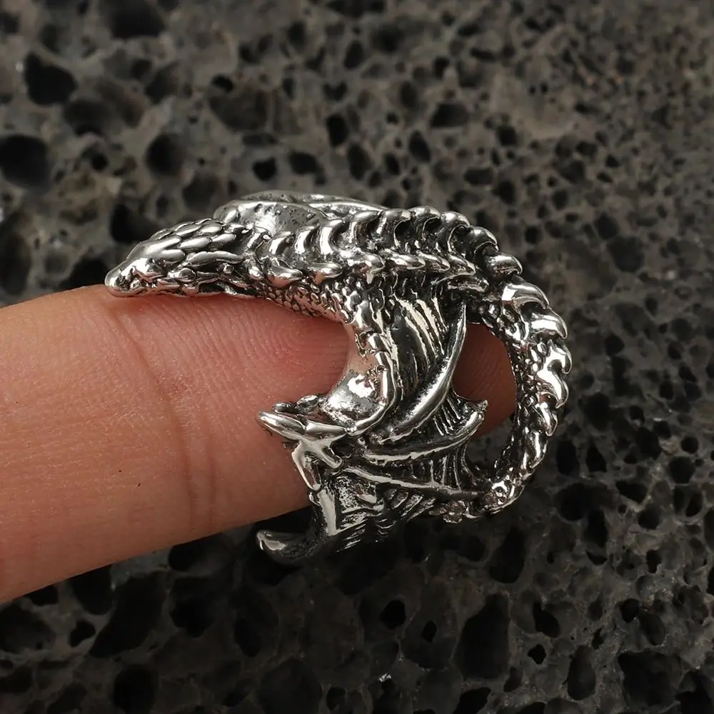 Fashion Punk Style Dragon Rings Adjustable Opening Pterosaur Wings Ring Retro Gothic Black Dragon Rings Party Gifts