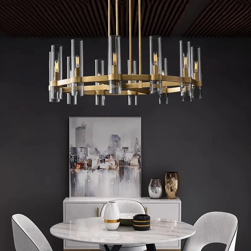 Messing Rauchgrau Klarglas Luxus Kronleuchter Home Decor Wohnzimmer Hotel Dekoration Shop Klassische Hängelampe Runde Lamparas