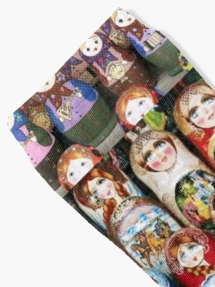 painted doll shop babushka matrushka digital Russian nesting doll print mysticladyart Socks Crossfit Socks For Girls Men's