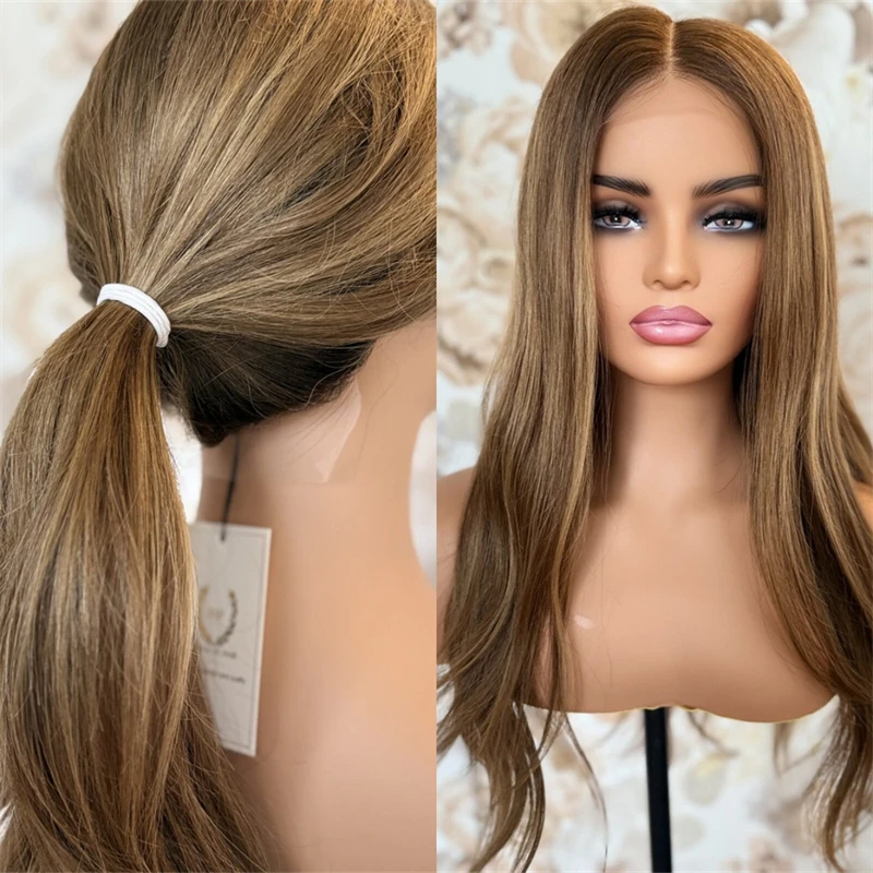 

Luxury Women's Wig Ombre Caramel Brown Swiss HD Lace Front Wig Top Glueless Women's Wig Premium Synthetic Wig Party Daily Wigs