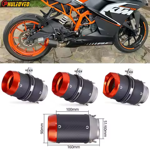 51mm 60mm Universal Motorcycle Exhaust Escape Moto Muffler for KTM RC 125 250 390 DUKE Z900 S1000RR CBR1000 MT09 MT07 Tmax530 R3