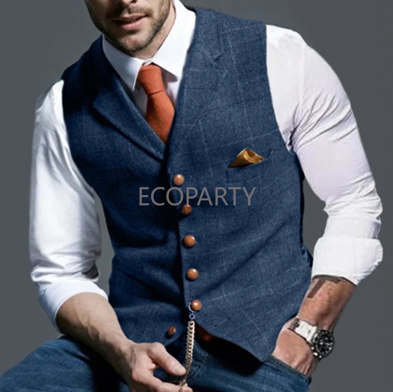 

2023 New Arrival Vests for Men Slim Fit Mens Suit European and American Popular Casual Lapel Plaid Men's Undershirt Vest Men