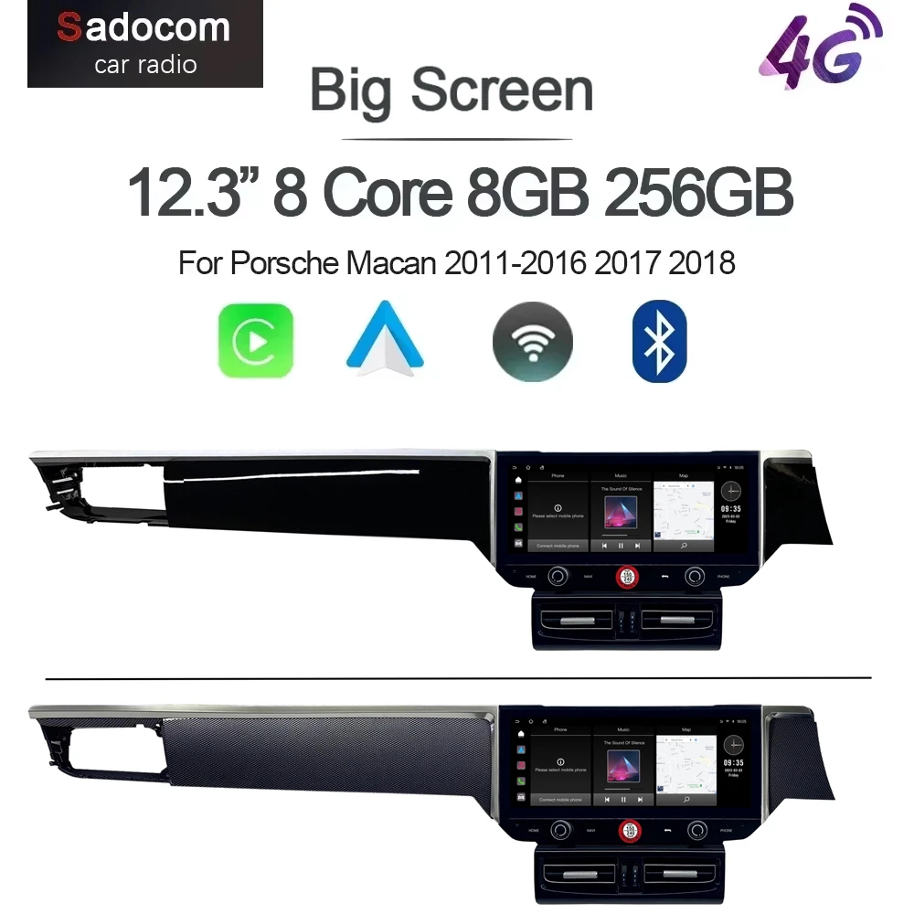 Right Hand 12.3' 1920*720 Carplay Auto Android 13.0 8G+256G Car DVD Player GPS WIFI Bluetooth Radio For Porsche Macan 2010-2016