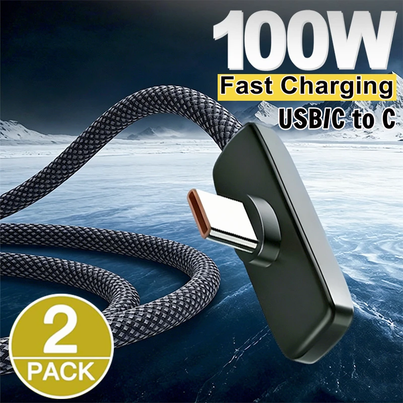 100W Super Quick Charging 90Degree Right Angle USB Type C Cable Game PD TypeC Wire Cord for Samsung Xiaomi Huawei Google Android