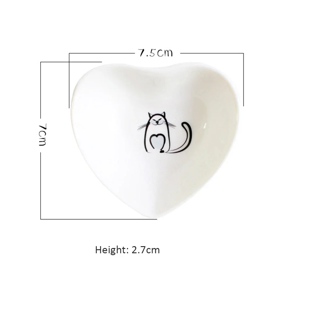 Small Plate Cute Cat Mini Heart Shaped  Soy Dish Sauce Seasoning Vinegar Jam Multipurpose Dishes Kitchen Tableware