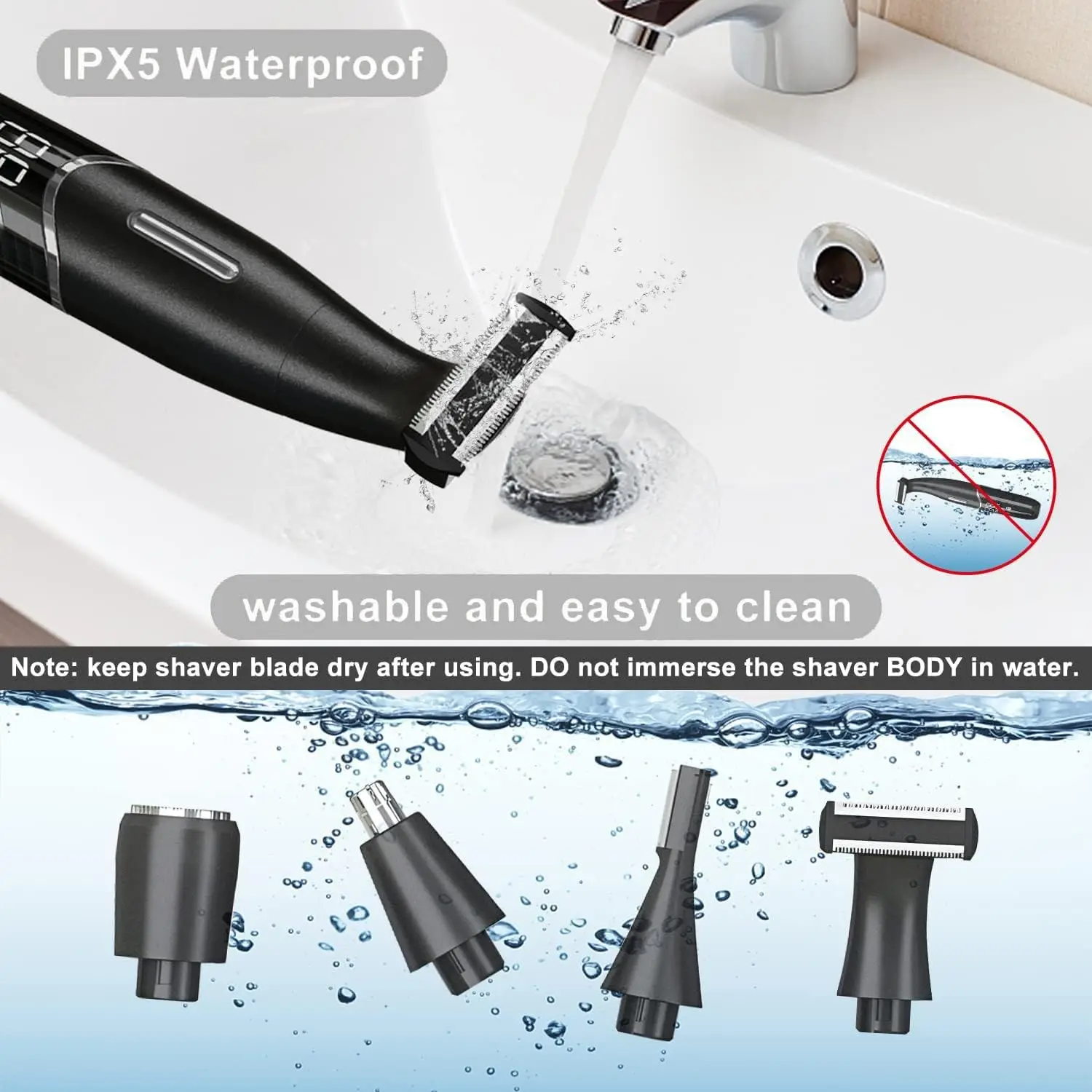 4 in 1 Womens Electric Razor, Hair Removal for Eyebrow Face Nose Legs Underarms and Bikini Line,Wet and Dry