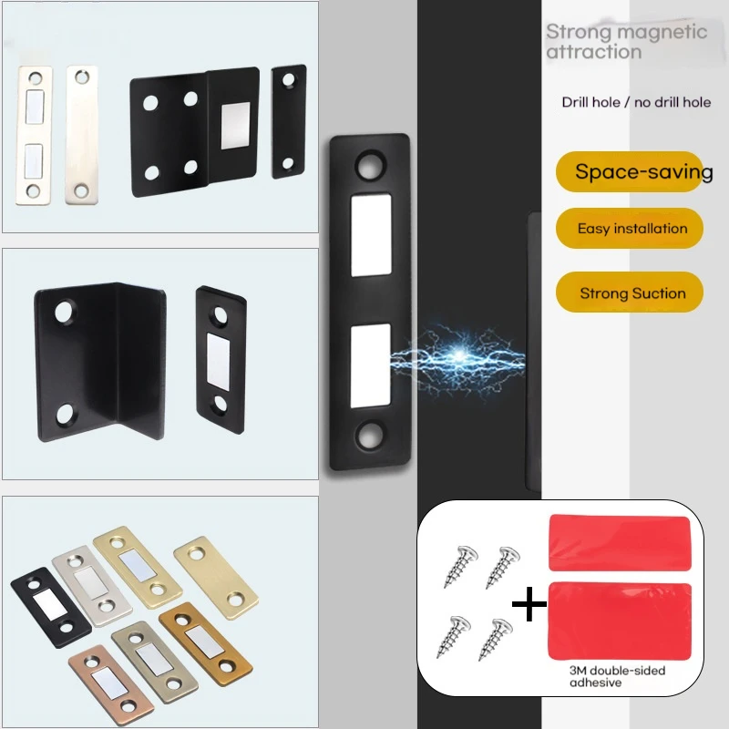 

10PCS No Drill Magnetic Cabinet Catch - Ultra Thin Heavy Duty Door Stopper for Kitchen/Wardrobe/Drawer, Rustproof & Invisible