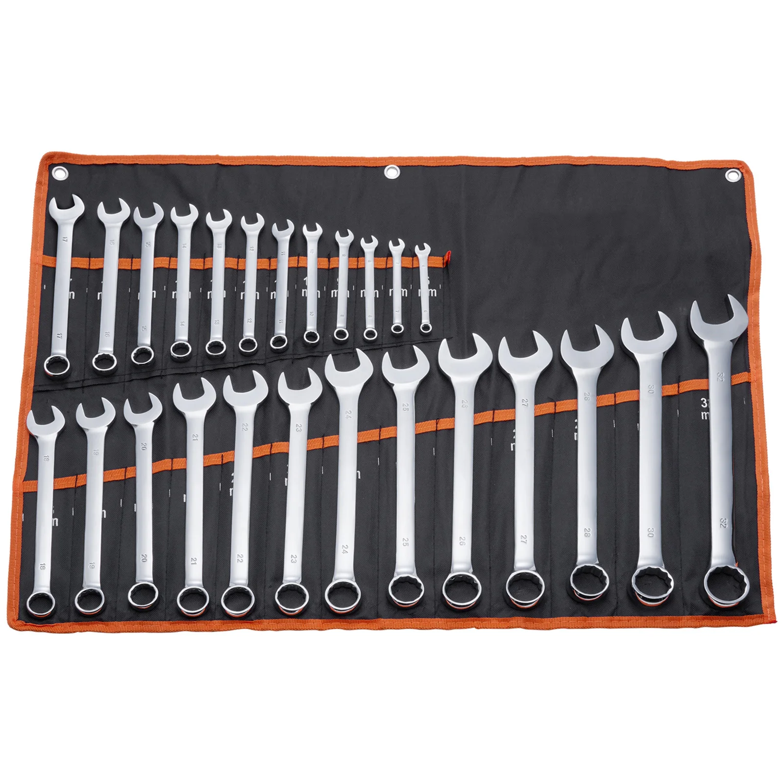 VEVOR Combination Wrench Set 25pcs with Roll-up Pouch Carbon Steel Metric 6 mm to 32 mm Ideal for Garage Workshop Auto Repairs
