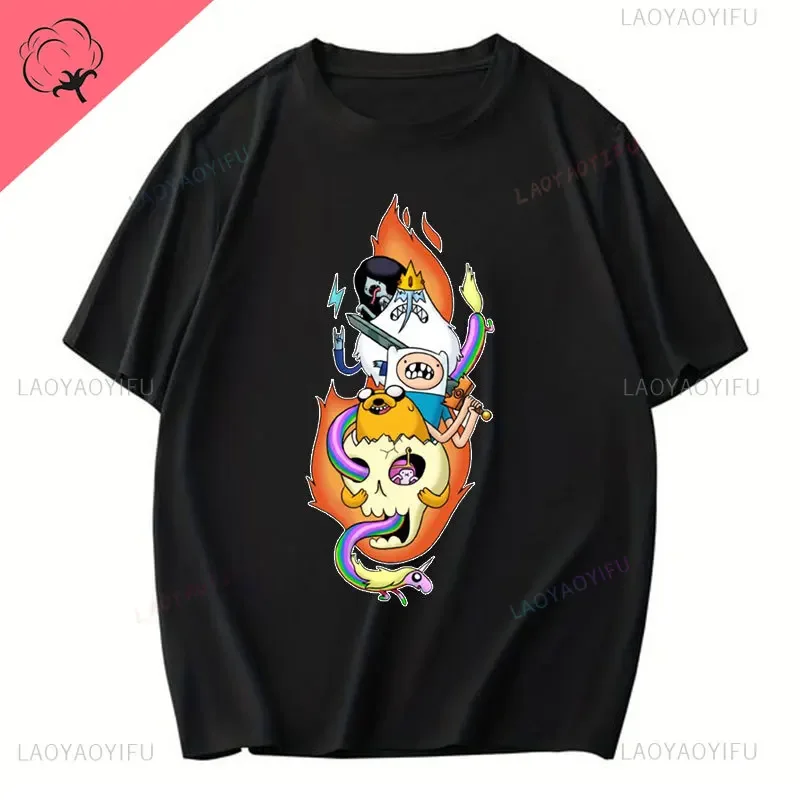 T-shirt in cotone Adventure Time T-shirt con stampa di cartoni animati divertenti per uomo e donna Abbigliamento casual T-shirt da uomo grafiche