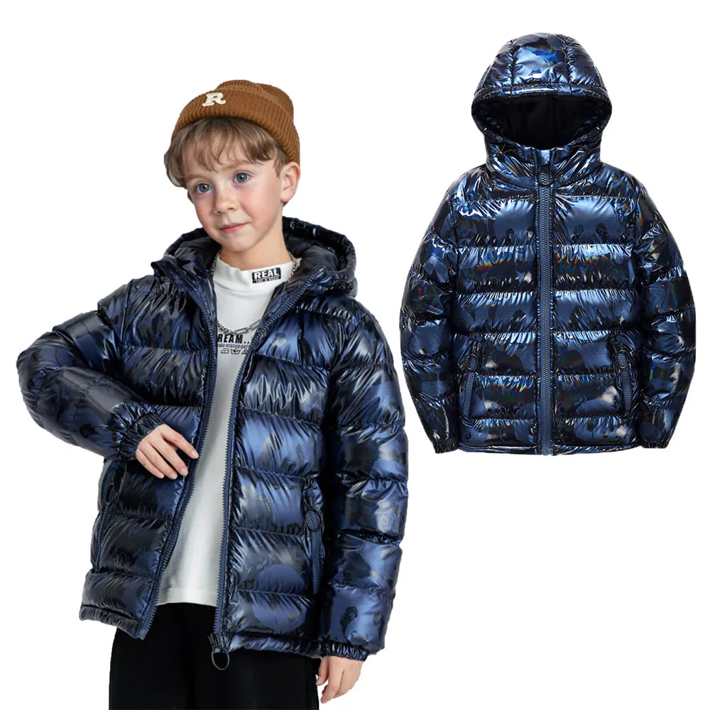 

Boys Windproof Waterproof Padded Outwear Teenager Kids Shiny Panda Winter Thick Warm Cotton Content Coat Children Outdoo Garment