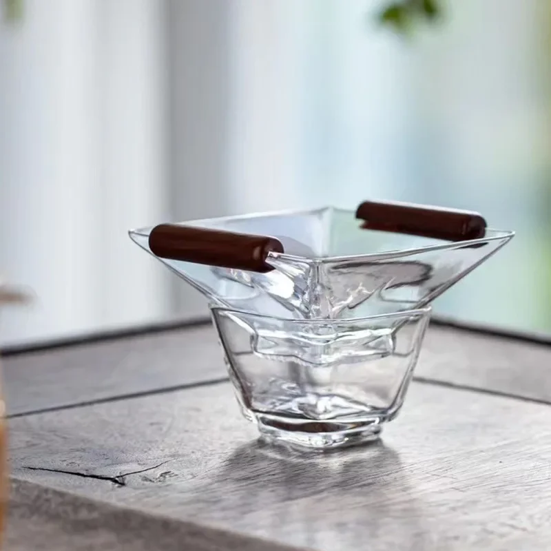 

Square glass tea filter high temperature resistant glass hole tea leak tea soup filter soot new partition accessories