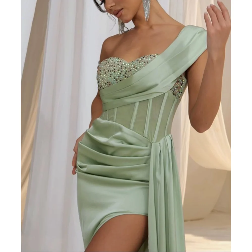 

2025 Summer New Style Sequin Applique Mermaid Overskirt Floor Length Prom Gown For Women High Quaity Dinner Party Dresses