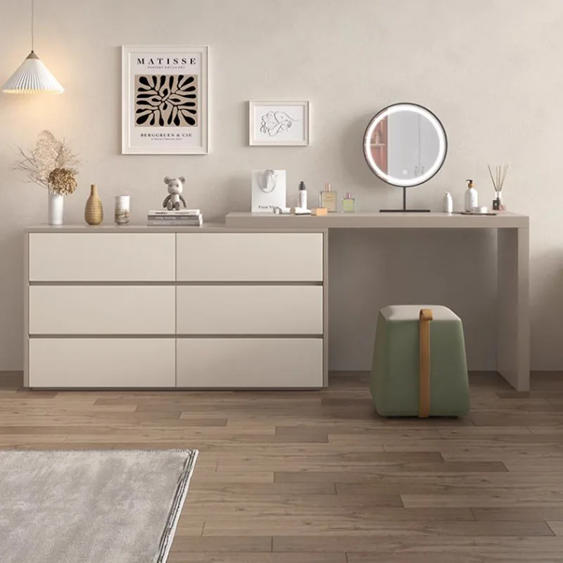 

Nordic Drawers Dresser Table Modern Minimal Girl Round Mirror Dressing Table Organizer Luxury Coiffeuse De Chambre Funiture