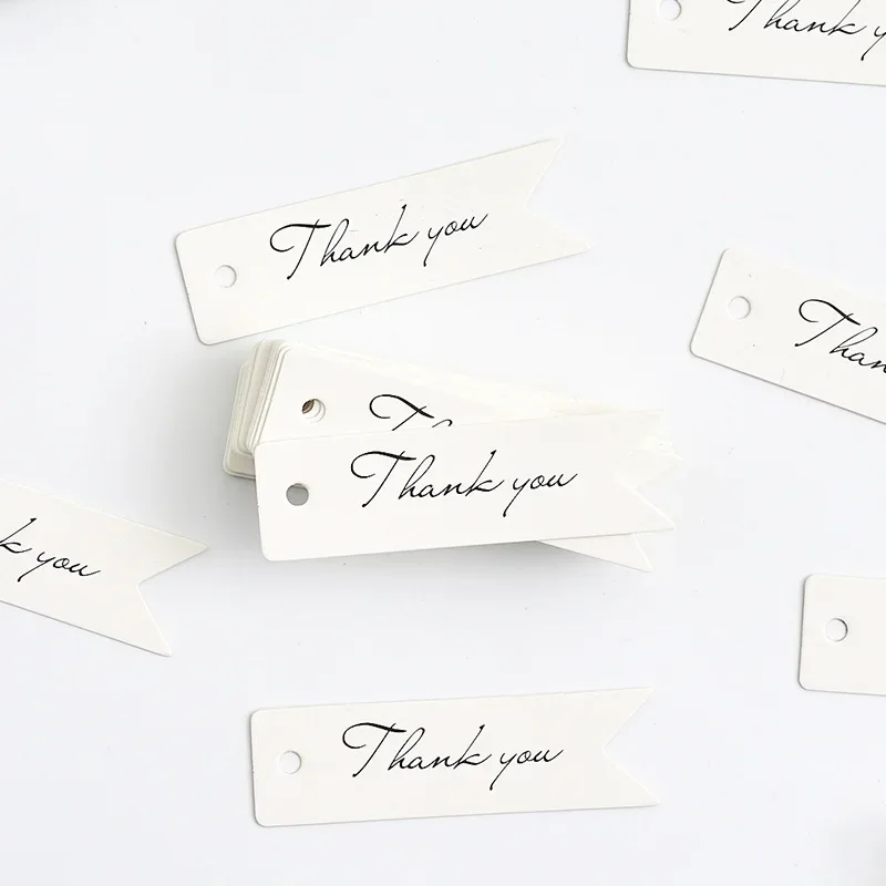 100pcs Thank You Tags White Brown Kraft Paper Tag Garment Shoes Box Decor Hang Tags DIY Craft Apparel Accessories Product Label view 3