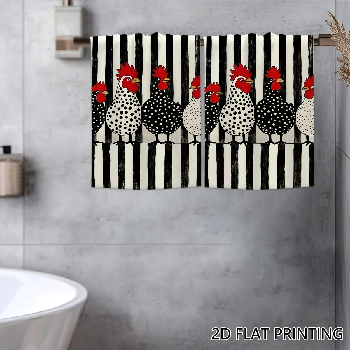 2-Pack Farmhouse Striped Rooster Kitchen Towels, Dish Towels, Hand Towels, Holiday Decorative Hand Towels, Soft Absorbent Drying Cloths, Kitchen Decor, Table Decor, Kitchen Supplies, Home Decor