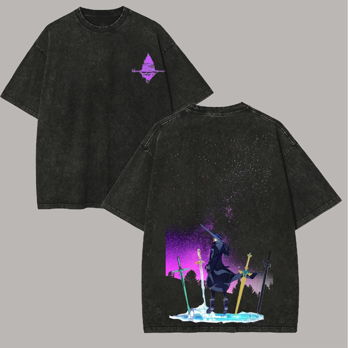 Camiseta lavada de nuevo modelo para amantes del anime Sword Art Online, ropa para todo el año, ropa con personalidad, talla grande, unisex, suave y de alta calidad