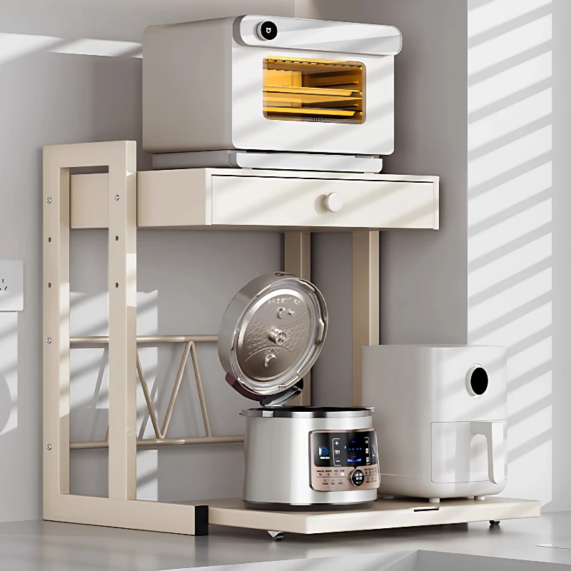 

Выдвижная подставка для микроволновой печи, кухонная полка-органайзер, выдвижная полка для хранения для рисоварки, 2-уровневый ящик на столешнице