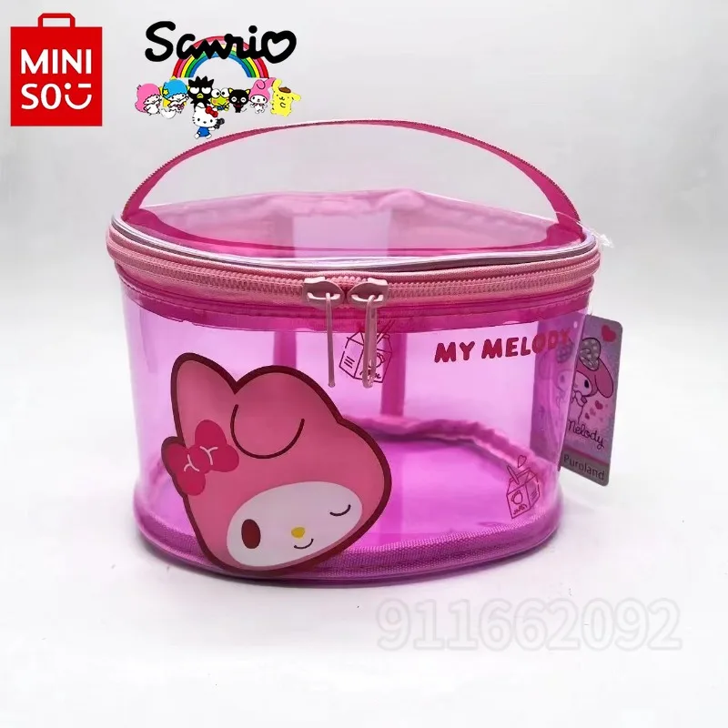 Sanrio Kuromi's New Transparent Cosmetic Bag Cartoon Cute Women's Portable Cosmetic Bag Fashion Wash Bag Waterproof High-quality