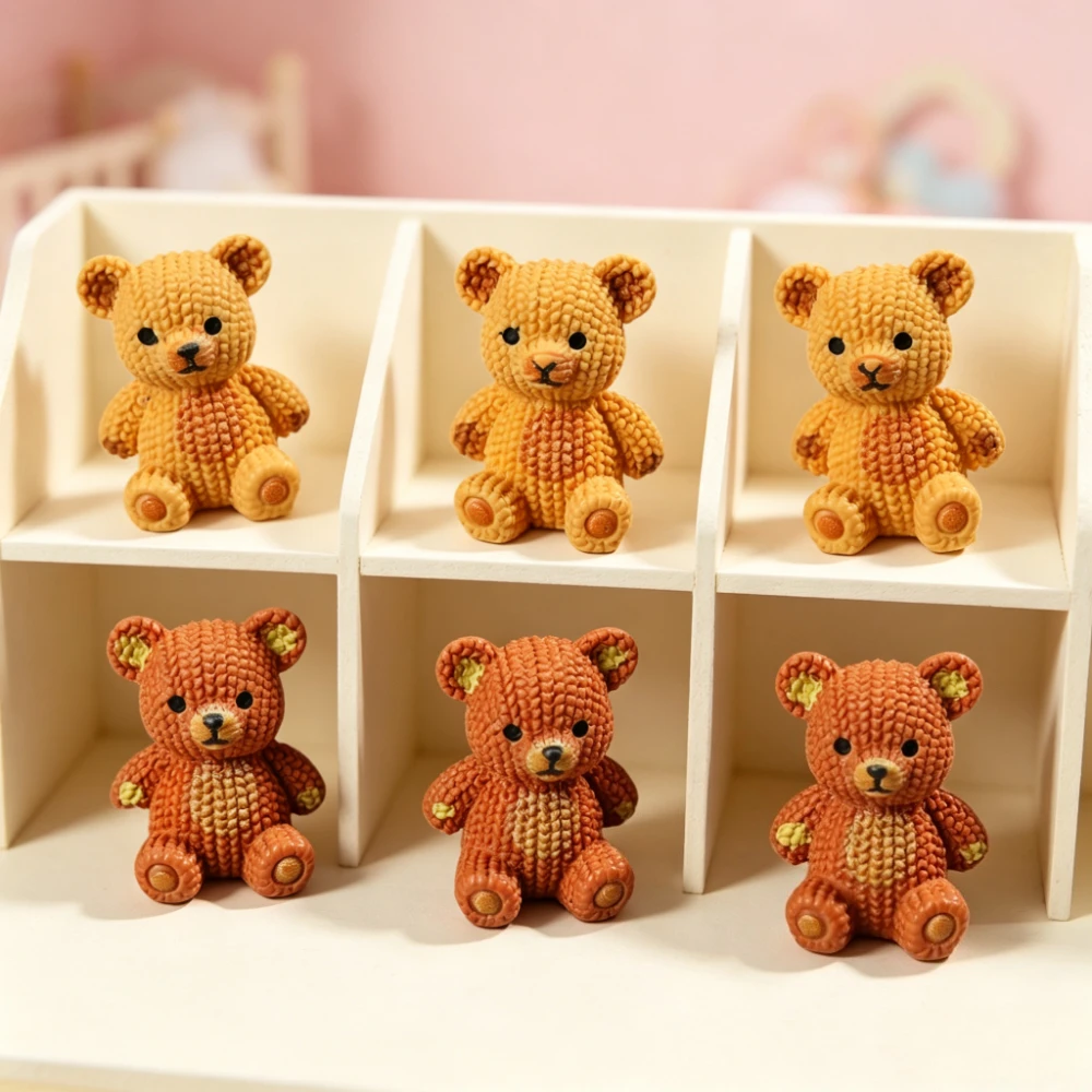 20PCS Cute Resin Bear Figurines Mini Desktop Decor Dollhouse Tiny Resin Figures for DIY Craft Accessories Tiny Ornaments