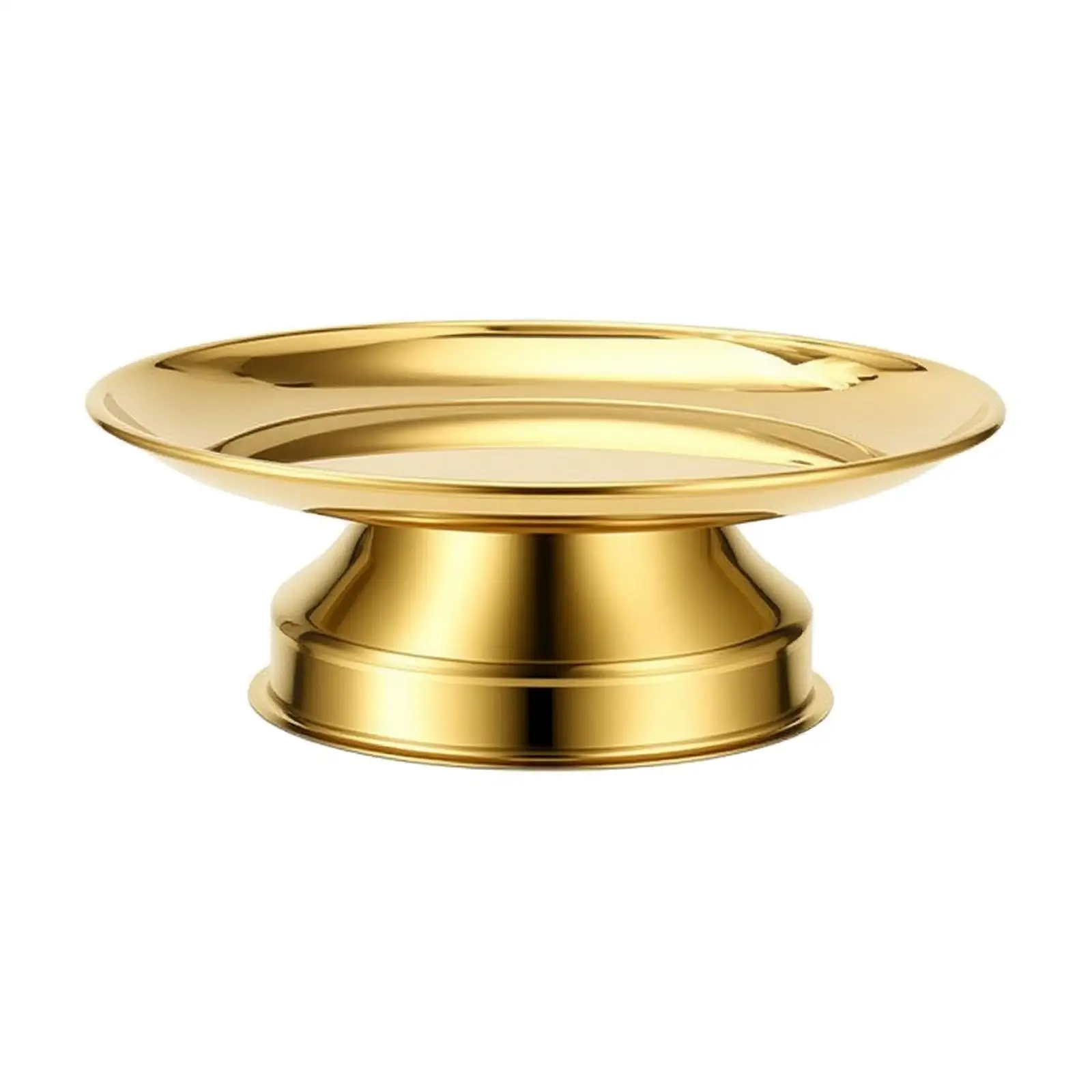 Stainless Steel Offering Plate Gold Footed Serving Tray for Fruit Pastries Display