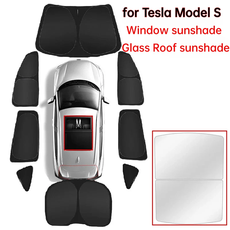 

for Tesla Model S 2024 2023 2022 Roof Sun Shade Skylight Windshield Sunshade Cover Protector Side Window Privacy Sunroof Shading