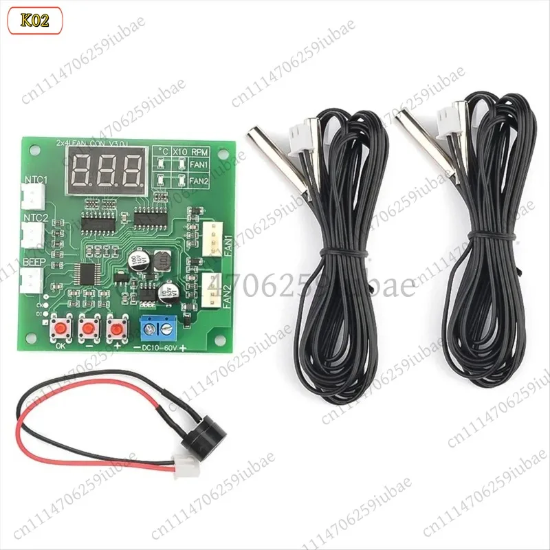 M 2 Channel 4 Wire DC 12V 24V 48V PWM Motor Fan Speed Controller Digital Display Governor Temperature Control