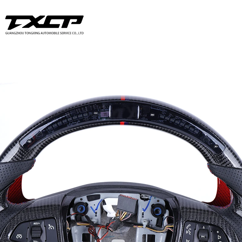 مناسب مخصص لسيارة شيفروليه كامارو كورفيت 2012-2015 عجلة القيادة الذكية المصنوعة من ألياف الكربون LED