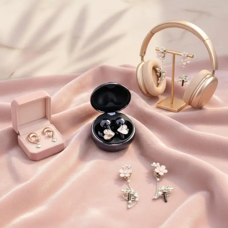 NEW Shiny Blossom Flower Earphone Ear Clip Decor Sparkly Beautiful Ornament Cute Fashion Decoration For Wireless Earbuds Headset