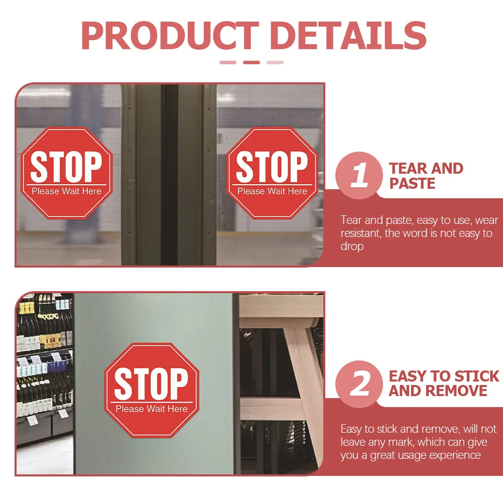 10pcs Stop Please Wait Here Sticker Keep Distance Floor Decals For Public Safety Social Distancing Floor Signs Safety Distance