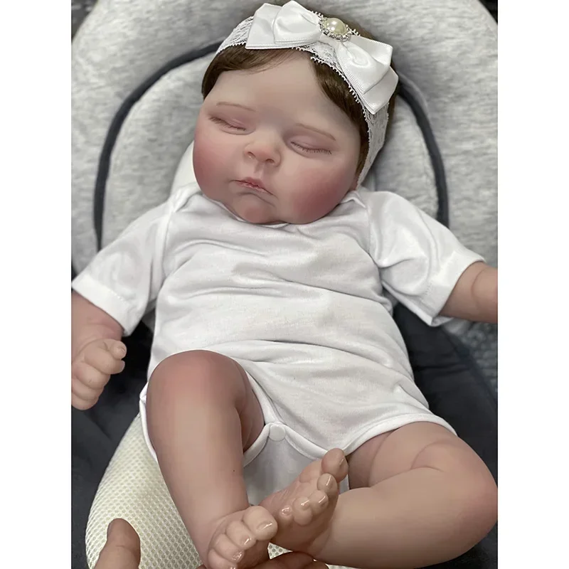 48CM Realistic Siliocne Reborn Dolls Peaches Soft Cotton Body Girl Doll with Planting Hair