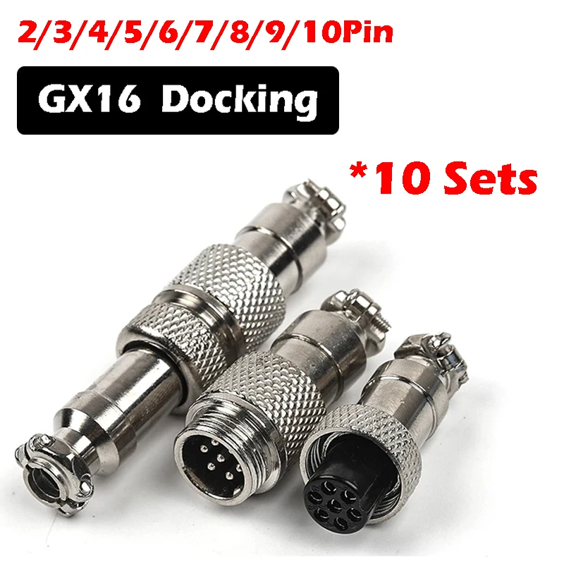 

10 Sets Aviation docking connector 16mm GX16D push-pull circular connector GX16 2Pin 3/4/5/6/7/8/9/10pin Male-Female plug