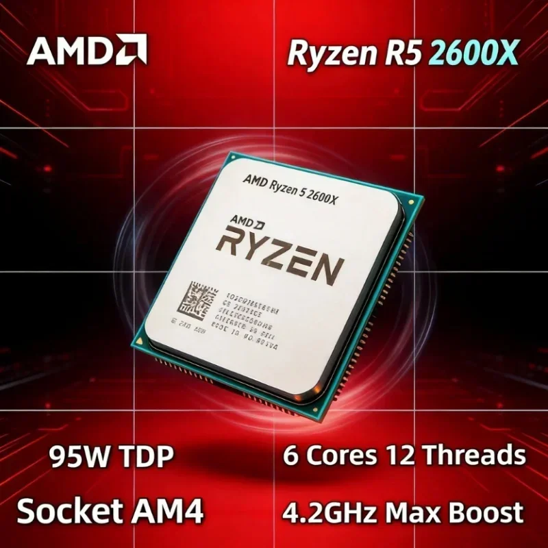 New Tray 2600X 3.6GHz 6 Core 12 Thread AM4 95W Genuine No Cooler Need Self Fit Better Value