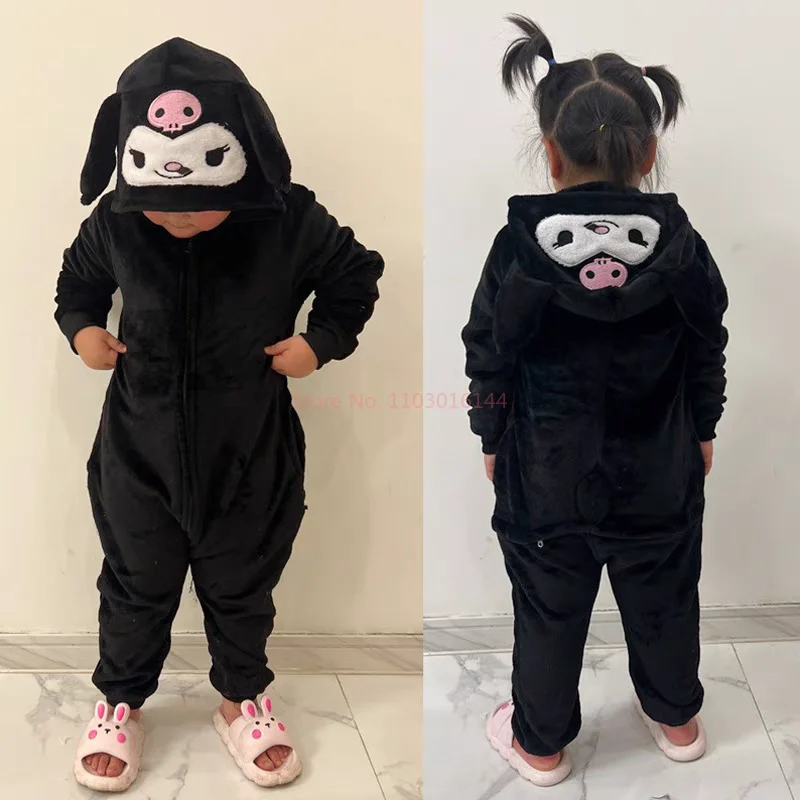 Children'S Onesie Pajamas Sanrio Kuromi Adult Cosplay Costume Cartoon Figure Girls Full Body Robe Clothes Halloween Party Kid Ou